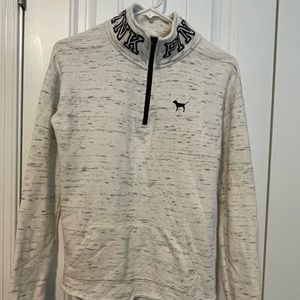 PINK Victorias Secret 1/4 zip cream colored pullover. Size XS